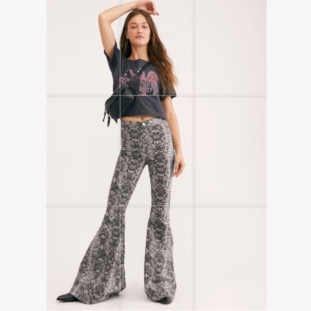 Free People Bell bottoms Jeans Snake Print